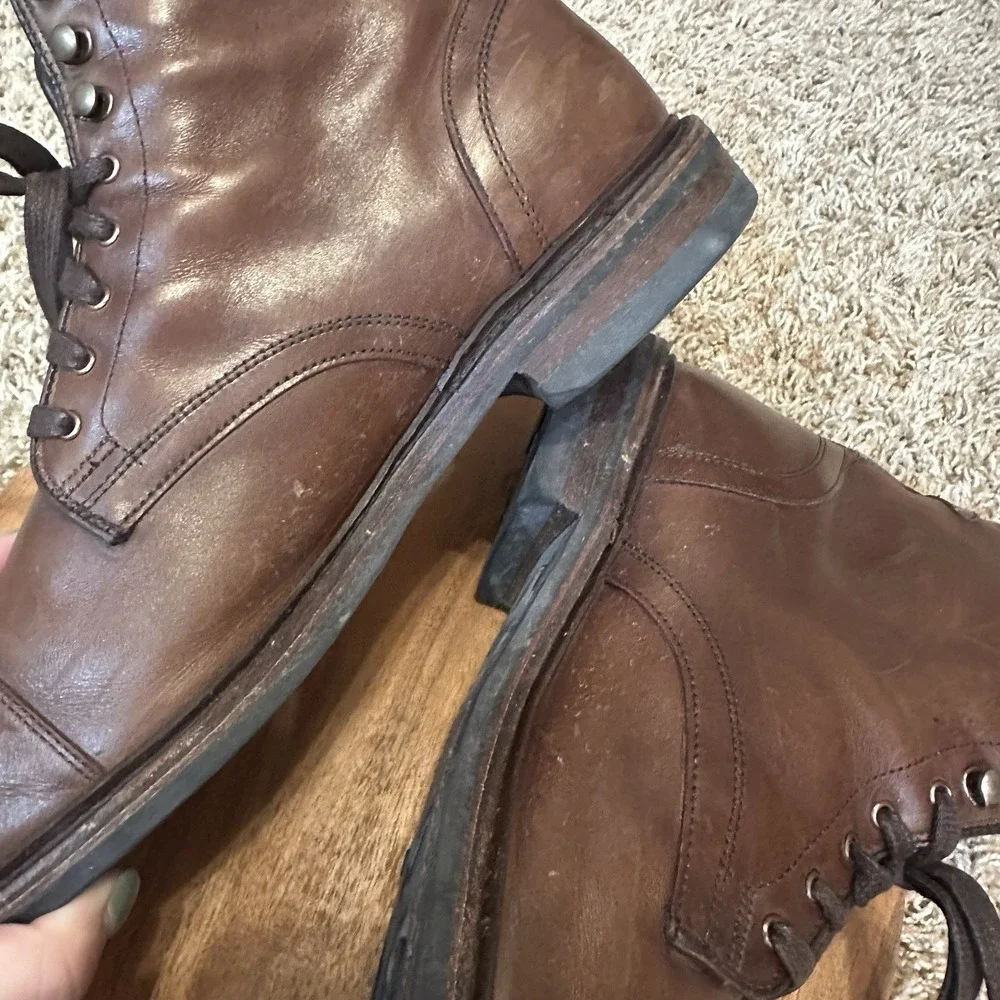 Allen Edmonds‎ LANDON Leather Cap-Toe Lace Up Boots Mens 11.5 Brown Discontinued